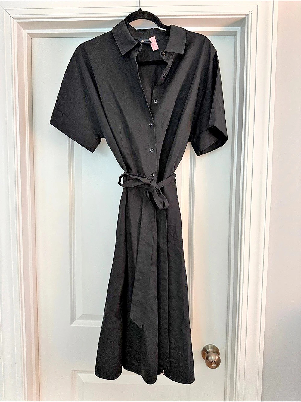 Brooks Brothers Black Midi Shirt Dress Size 14 Like New